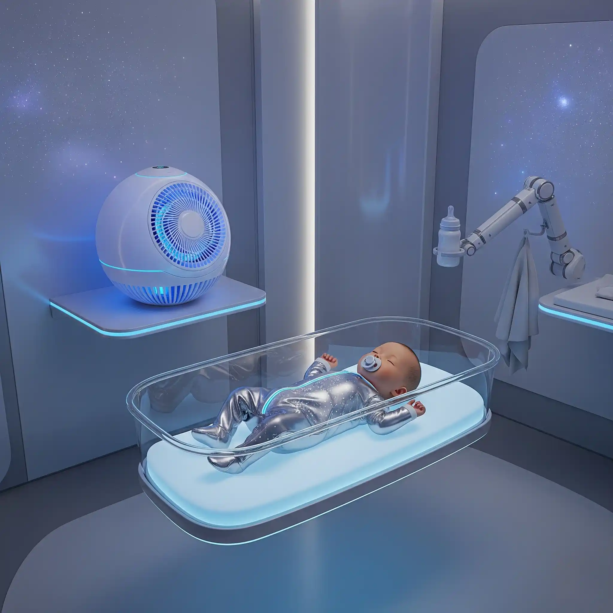 Best Air Purifier for Your Newborn-Baby In Futuristic Room With Air Purifier