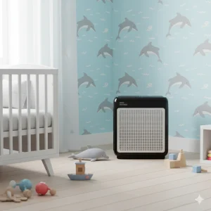 Coway Air Mega 200M In A Nursery With Dolphin Wallpaper