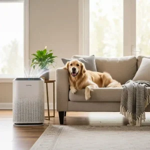 Coway 300S With A Dog Sleeping On A Couch Next To It