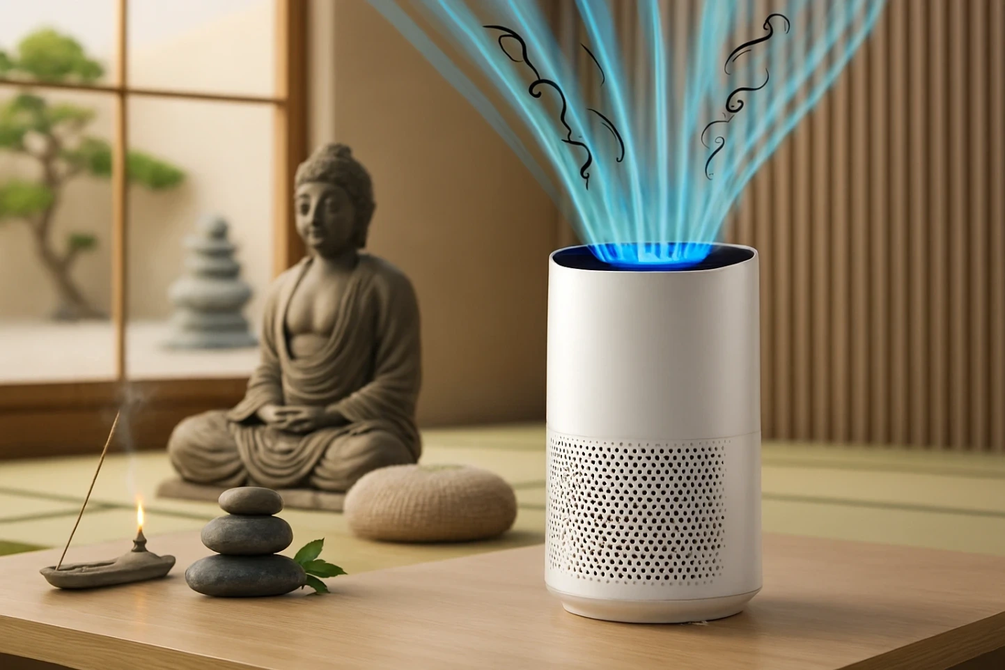 Air Purifier Removing Odours In A Zen Setting