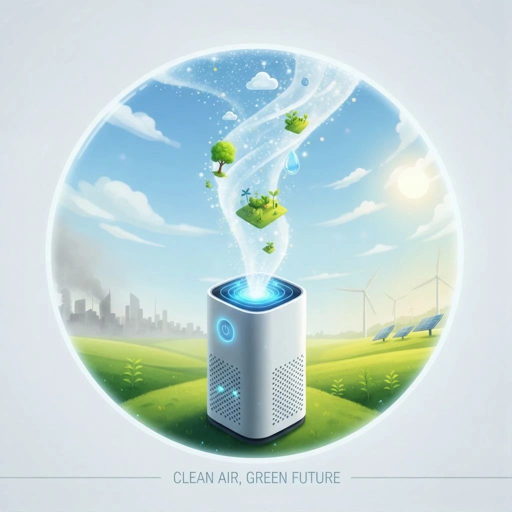 An abstract representation of a healthier environment by using an air purifier