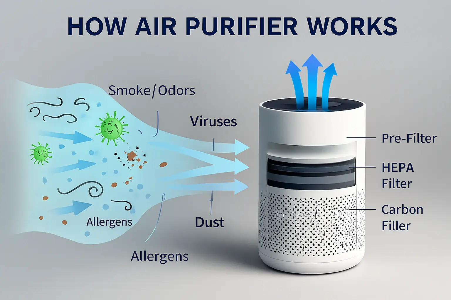 Do air purifiers help with smell. Image Depicting How An Air Purifier Cycle Works