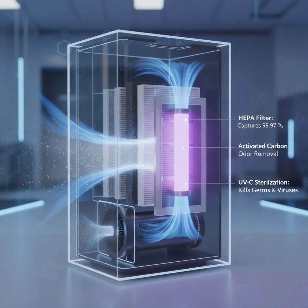 Image Portraying Layers Of UV Air Purifier Technology