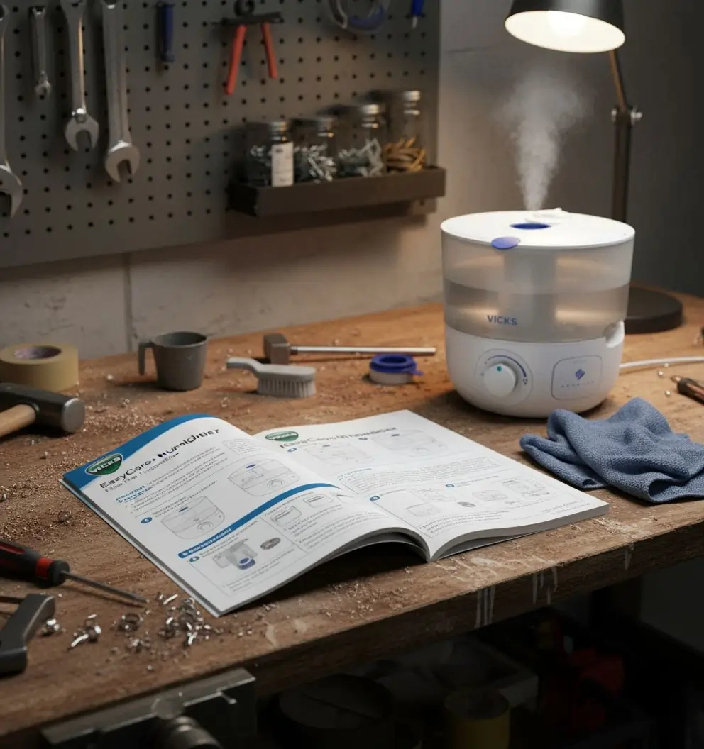 Vicks Air Humidifier and Manual In A Workshop Type Setting