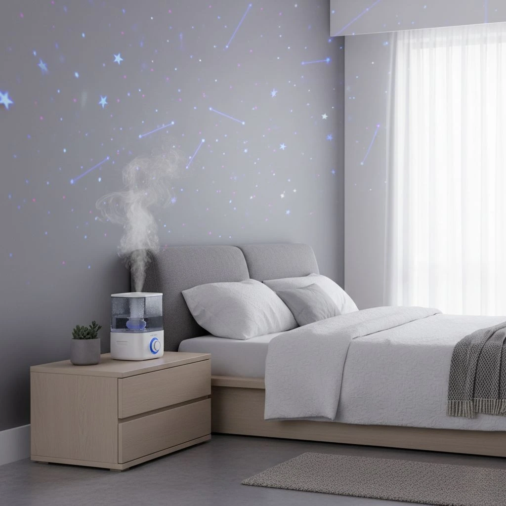 Vicks Humidifier In A Peaceful Bedroom Setting