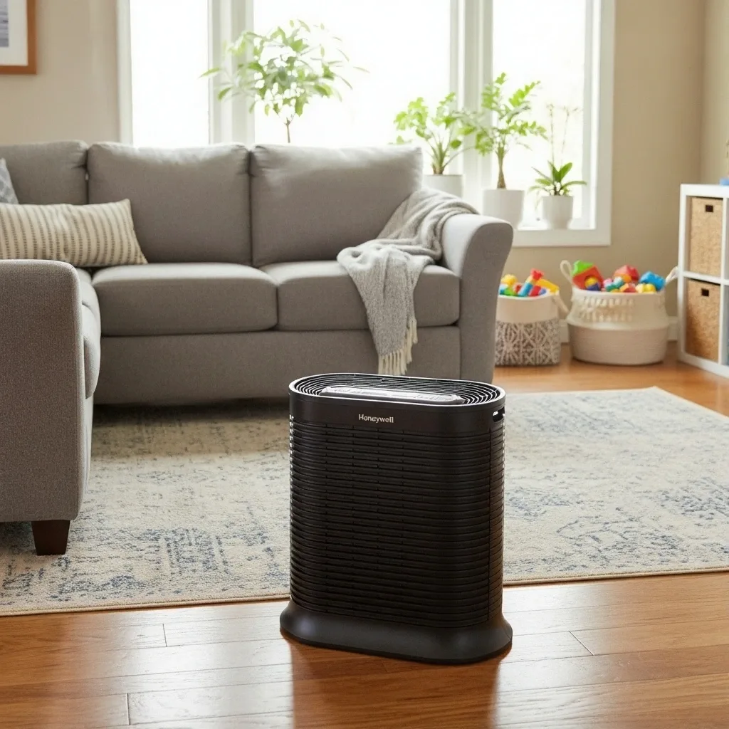 Honeywell HPA300 Air Ourifier In A Modern Lounge Area