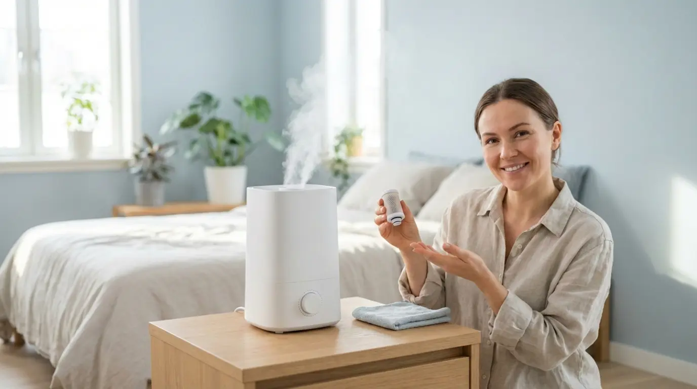 Image Of A Caucasian Showing How To Remove White Dust From A Humidifier