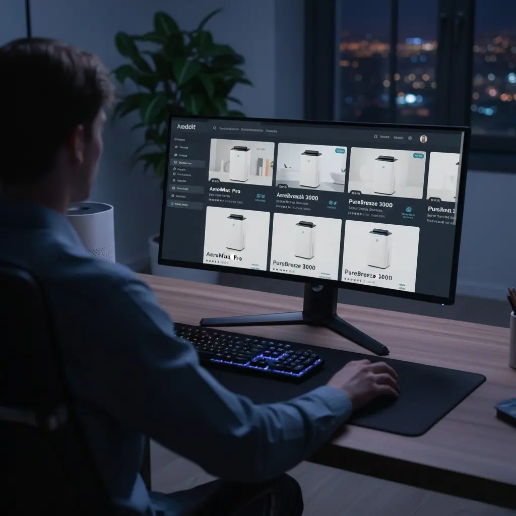 Image Of A Man From Behind Researching Activated Carbon Air Purifier