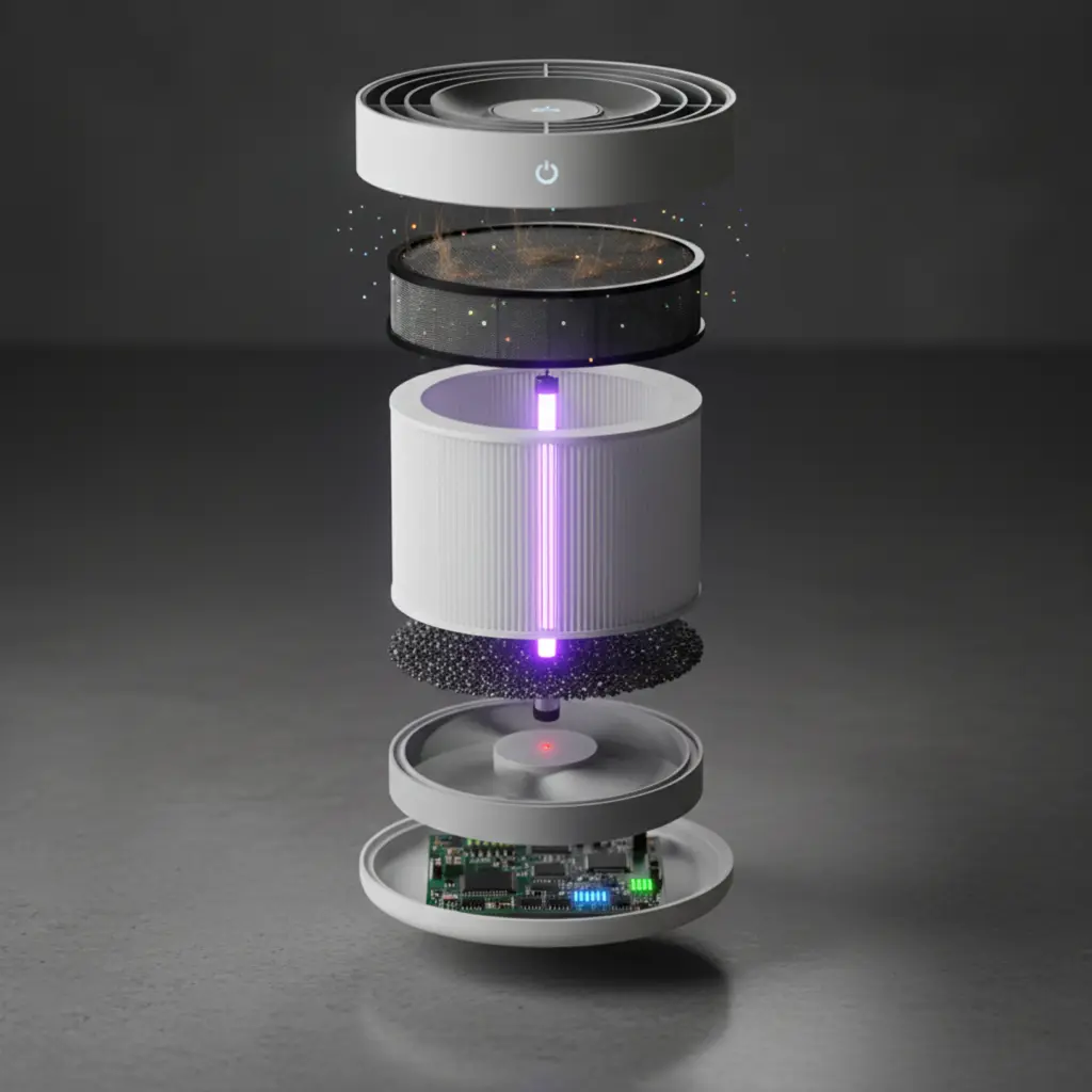 Levitating Image Of A Cross Section Of An Air Purifier For The Post How To Clean Air Purifier