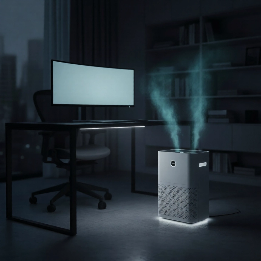 Winix Air Purifier In A Modern Office In The Evening Purifying The Air