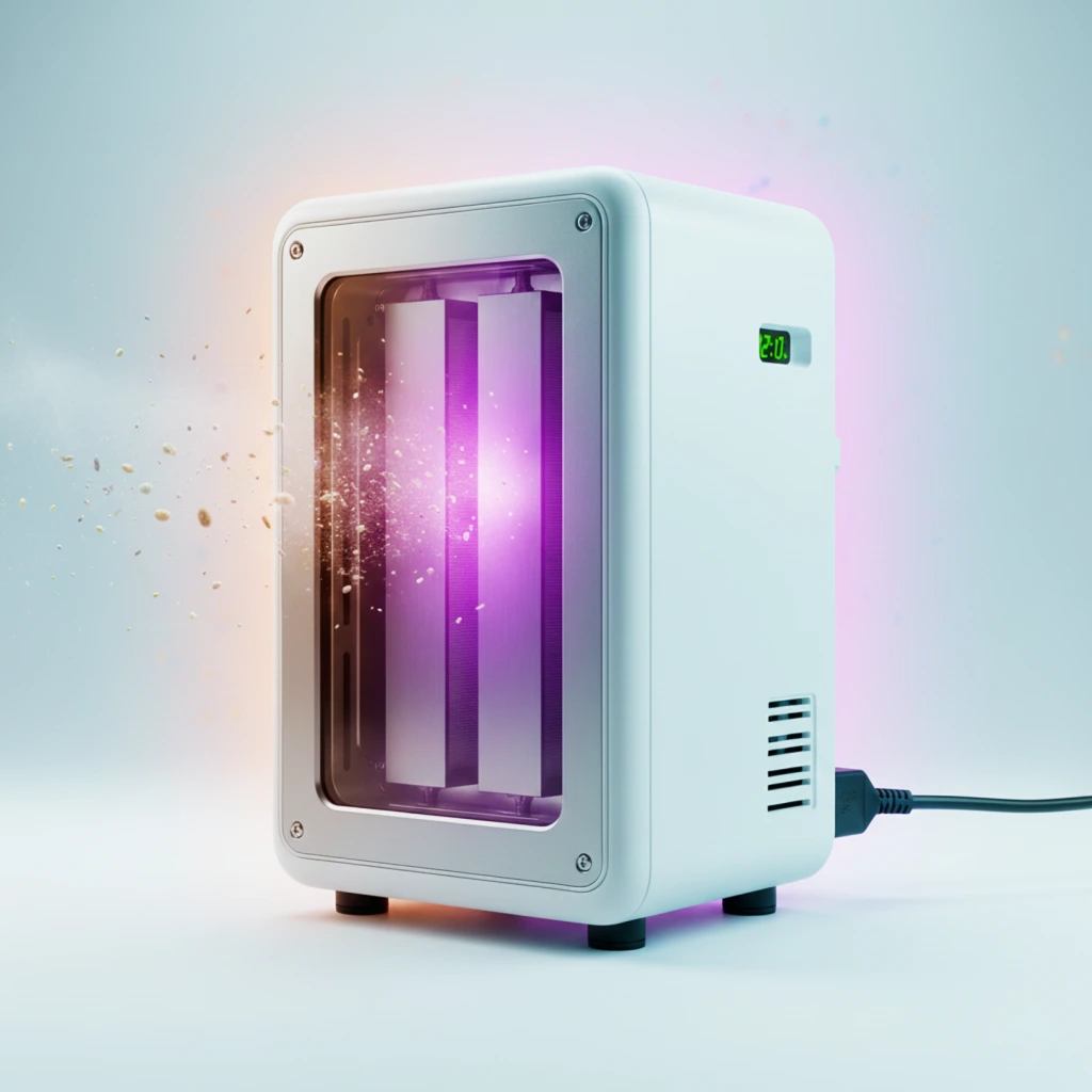 Image Of An Electrostatic Air Purifier With Accents Of Pastel Colours